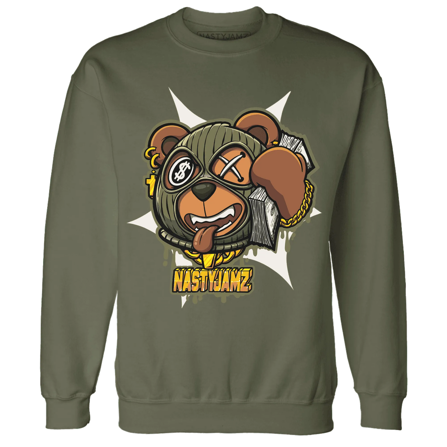 NastyJamz-Medium-Olive-1s-Sweatshirt-Match-Money-Motive-BER