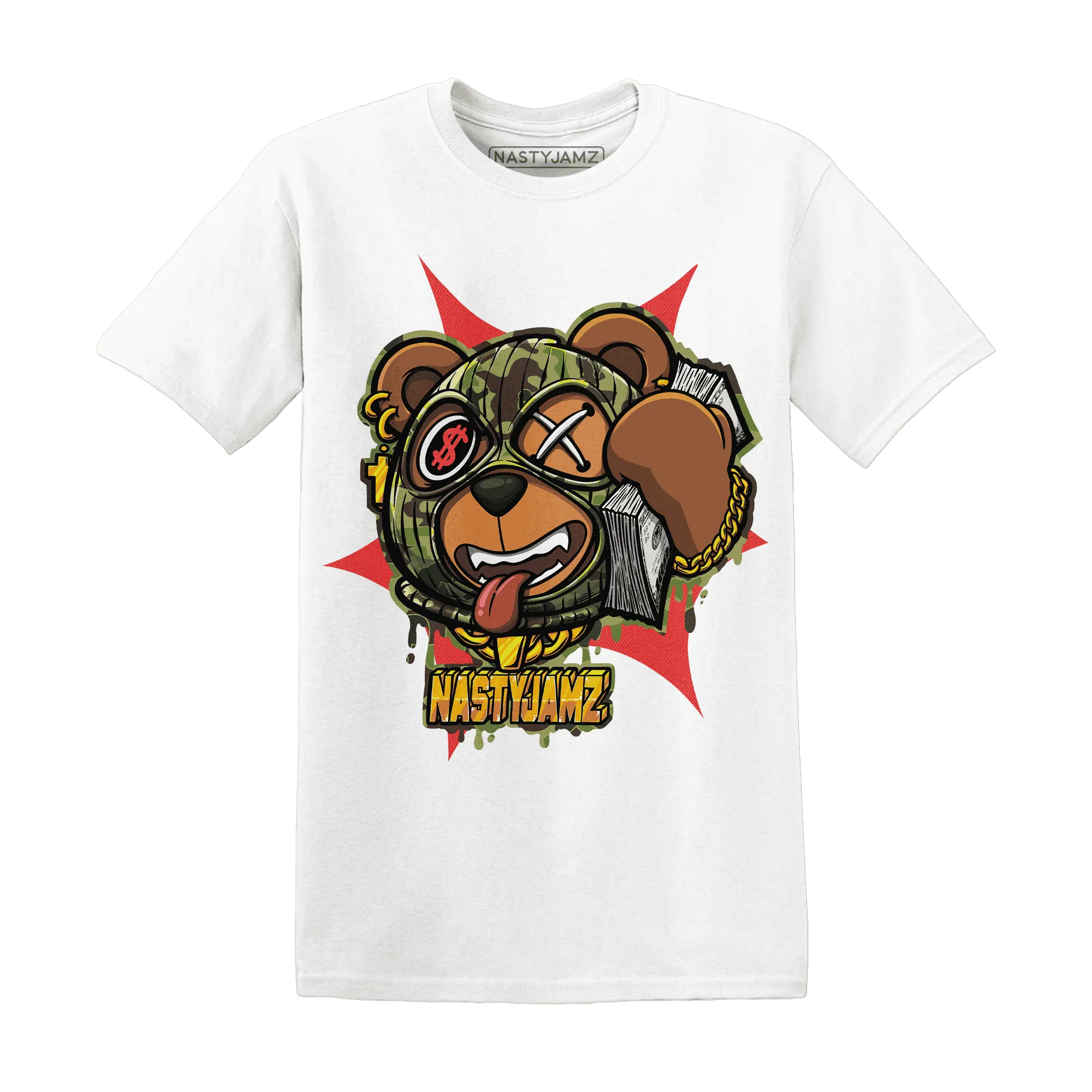 AM-90-Dark-Sage-Solar-Red-NastyJamz-T-Shirt-Match-Money-Motive-BER
