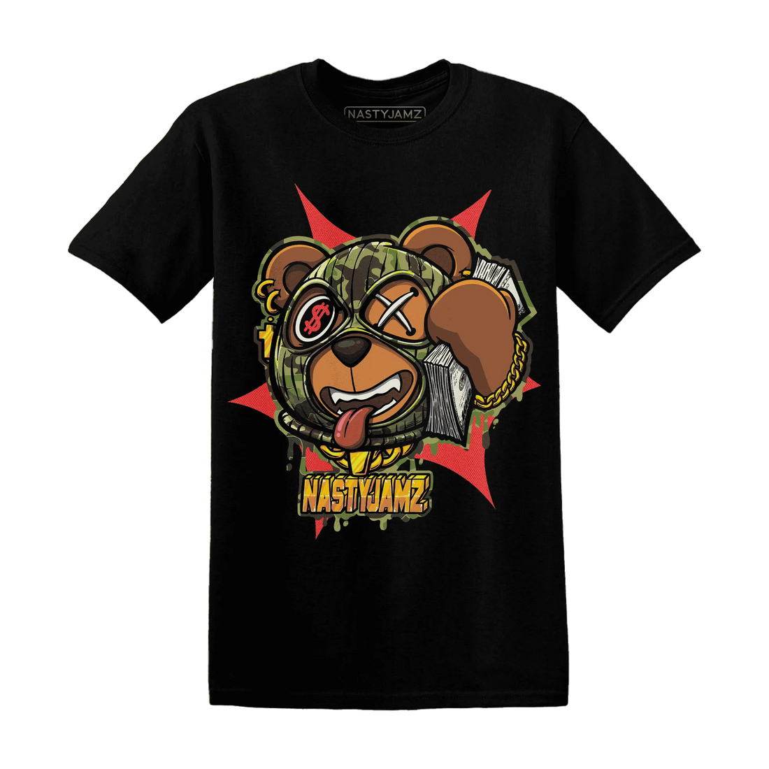 AM-90-Dark-Sage-Solar-Red-NastyJamz-T-Shirt-Match-Money-Motive-BER