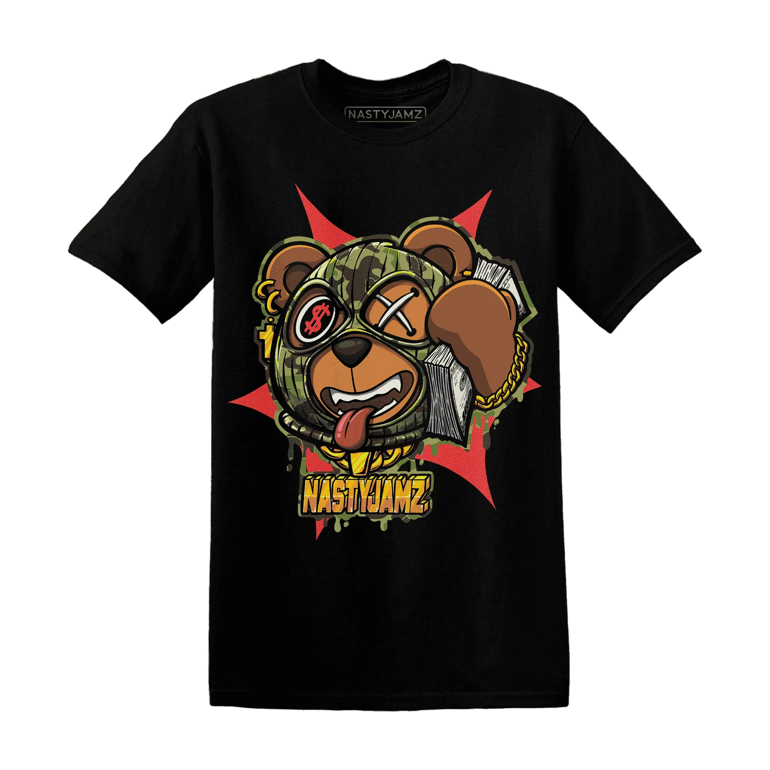 AM-90-Dark-Sage-Solar-Red-NastyJamz-T-Shirt-Match-Money-Motive-BER