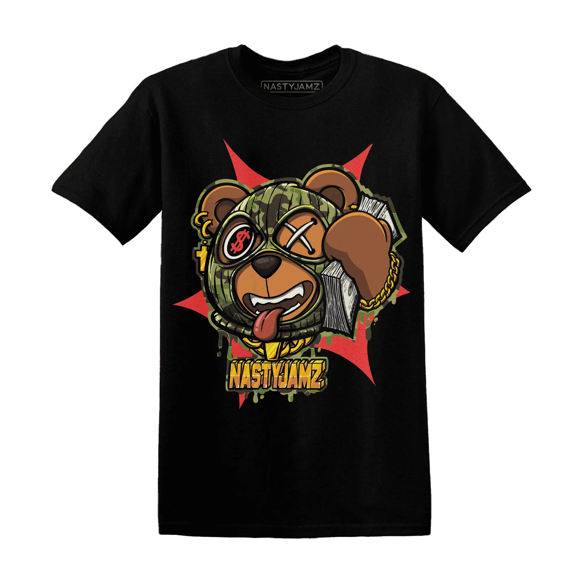 AM-90-Dark-Sage-Solar-Red-NastyJamz-T-Shirt-Match-Money-Motive-BER