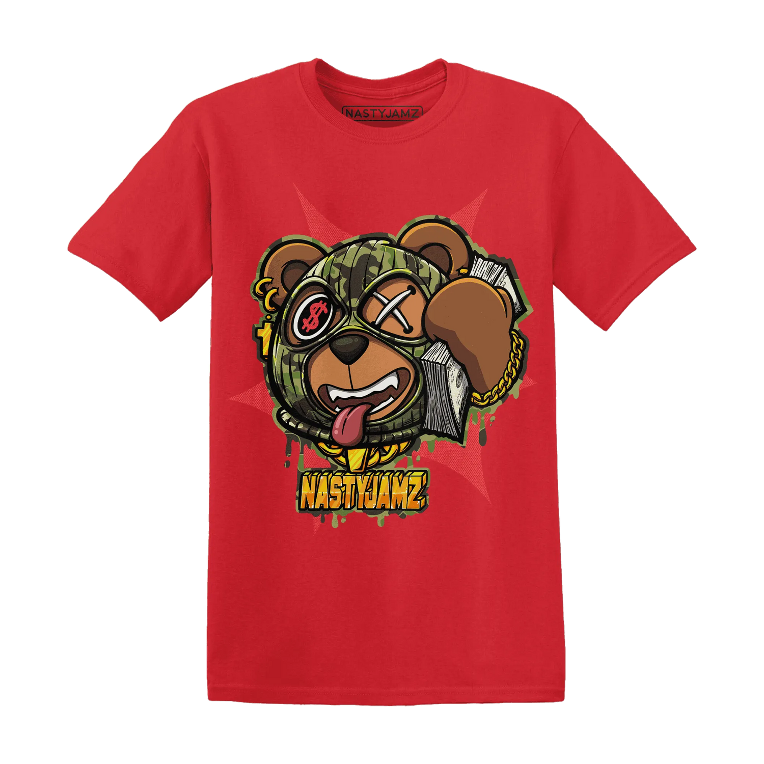 AM-90-Dark-Sage-Solar-Red-NastyJamz-T-Shirt-Match-Money-Motive-BER