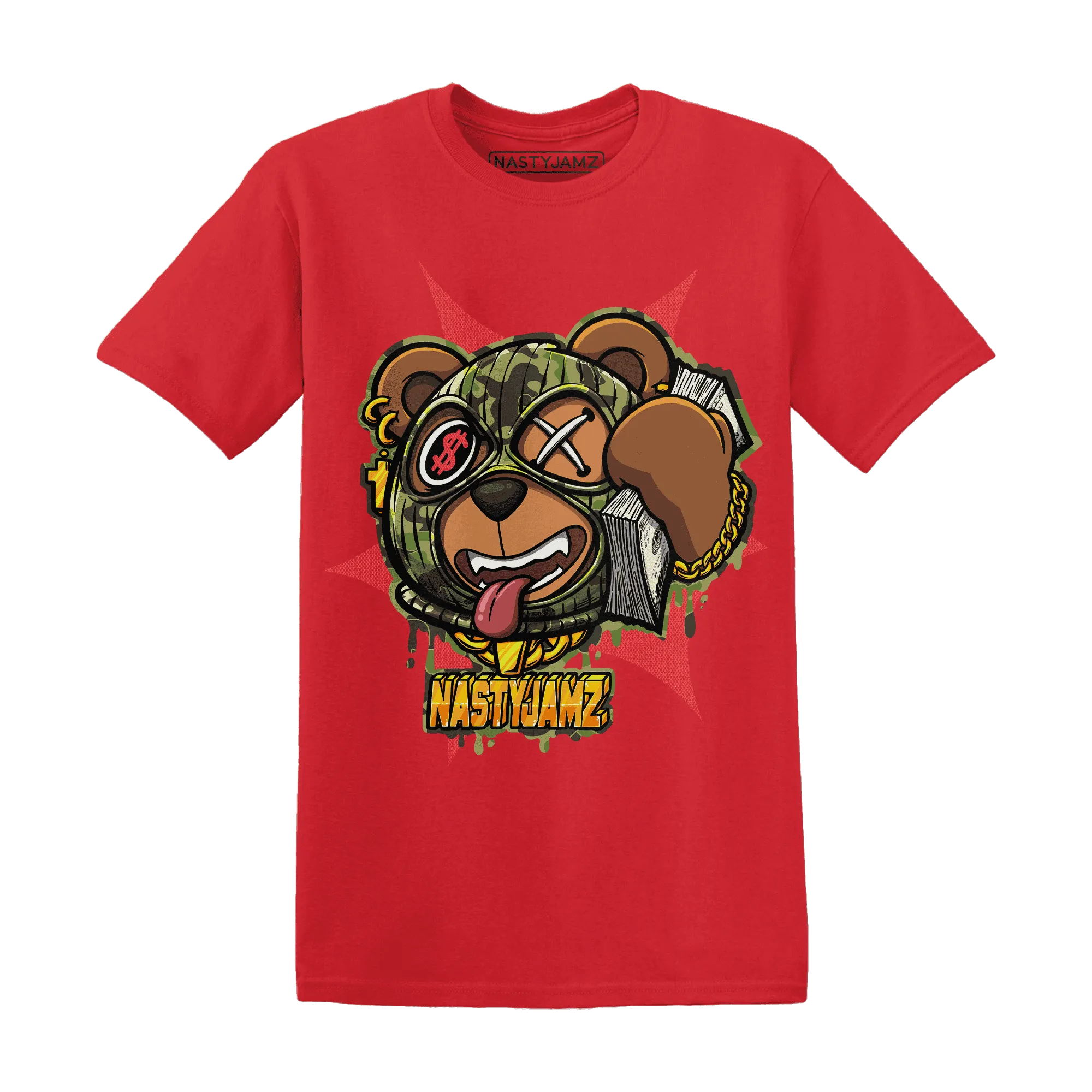 AM-90-Dark-Sage-Solar-Red-NastyJamz-T-Shirt-Match-Money-Motive-BER