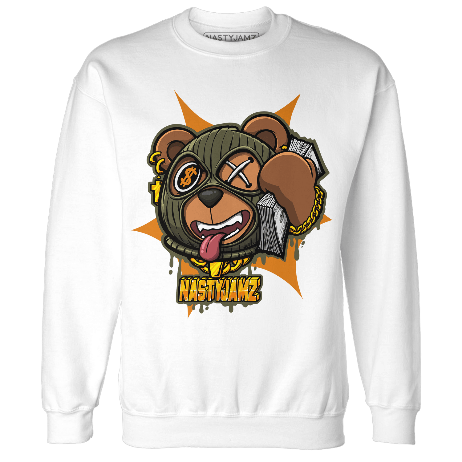 Olive 5s Sweatshirt Match Money Motive BER - NastyJamz