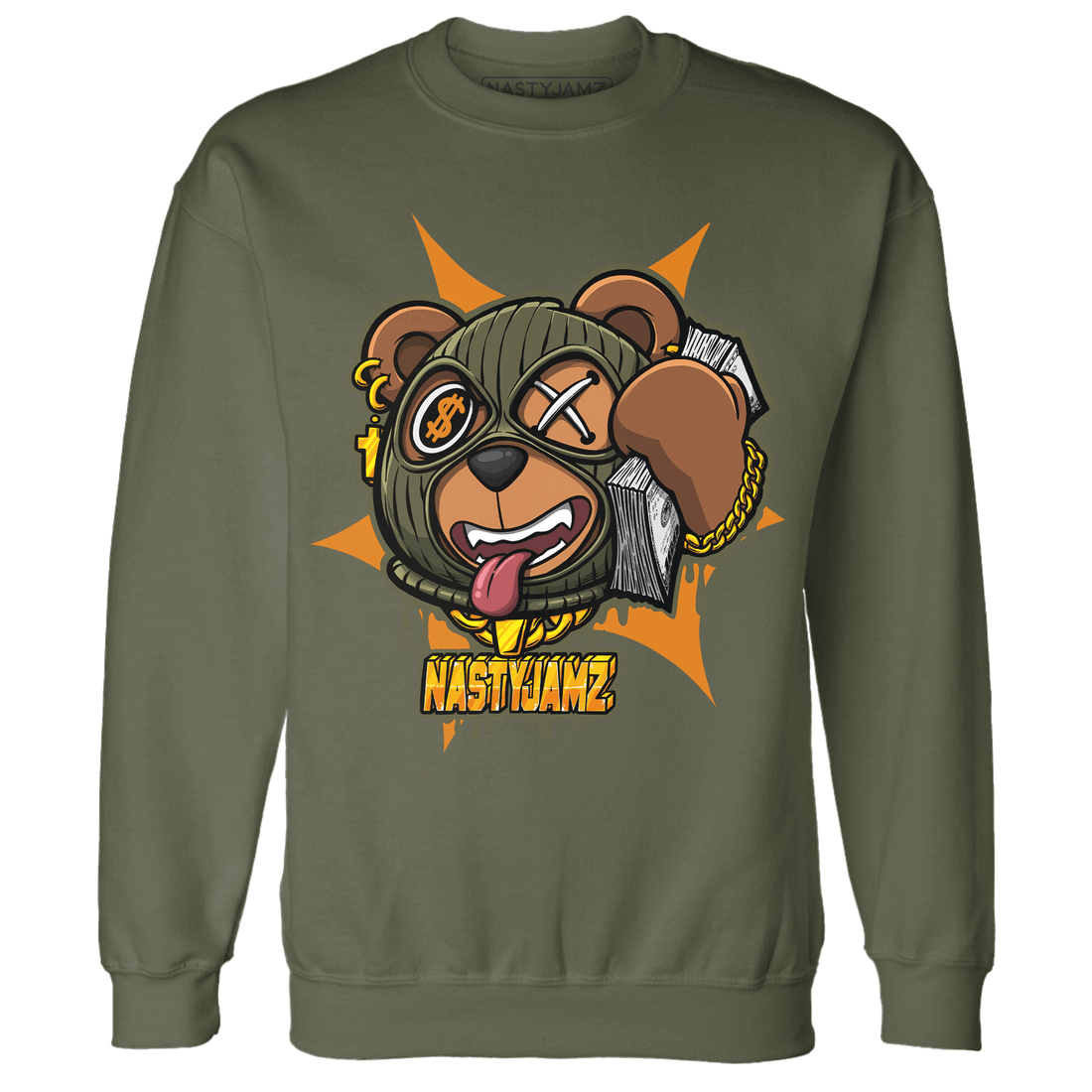 Olive 5s Sweatshirt Match Money Motive BER - NastyJamz
