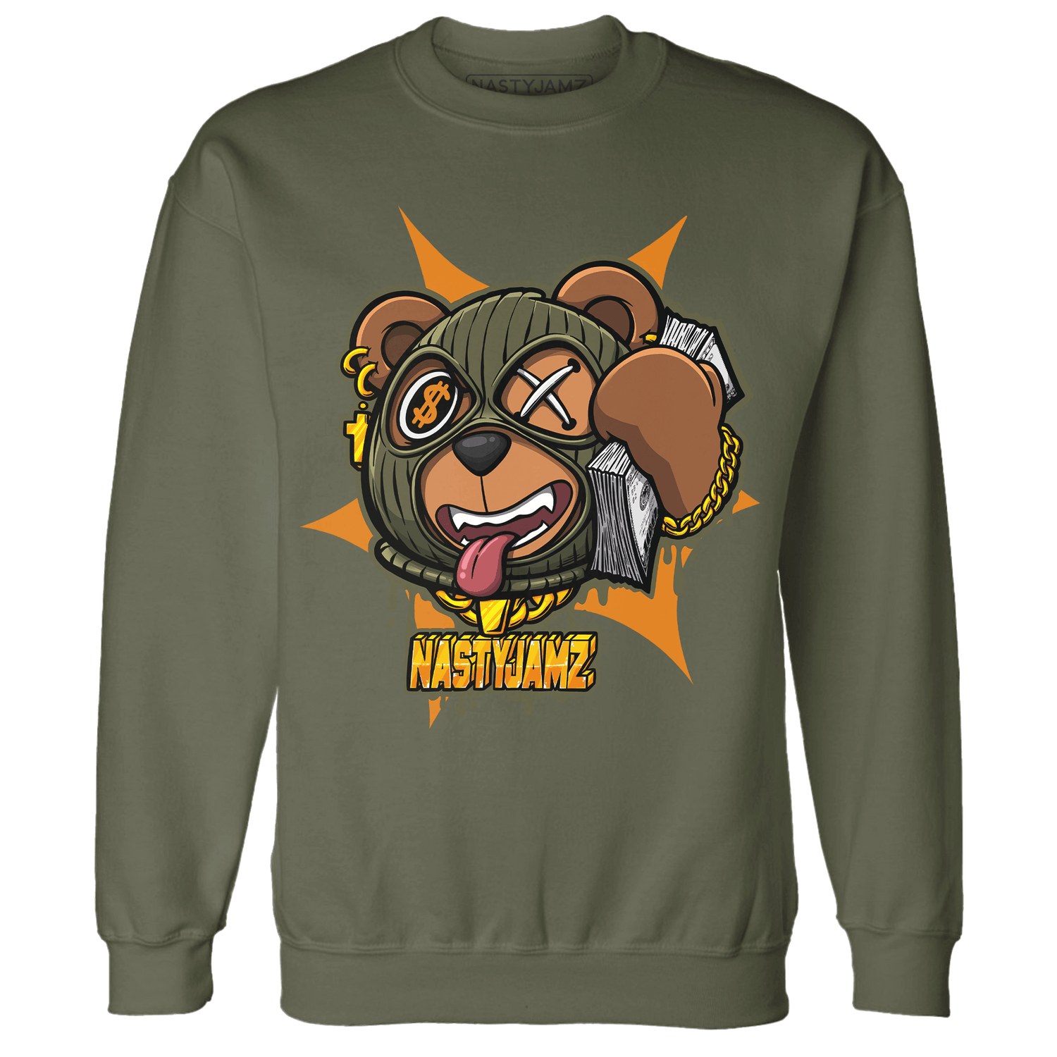 Olive 5s Sweatshirt Match Money Motive BER - NastyJamz