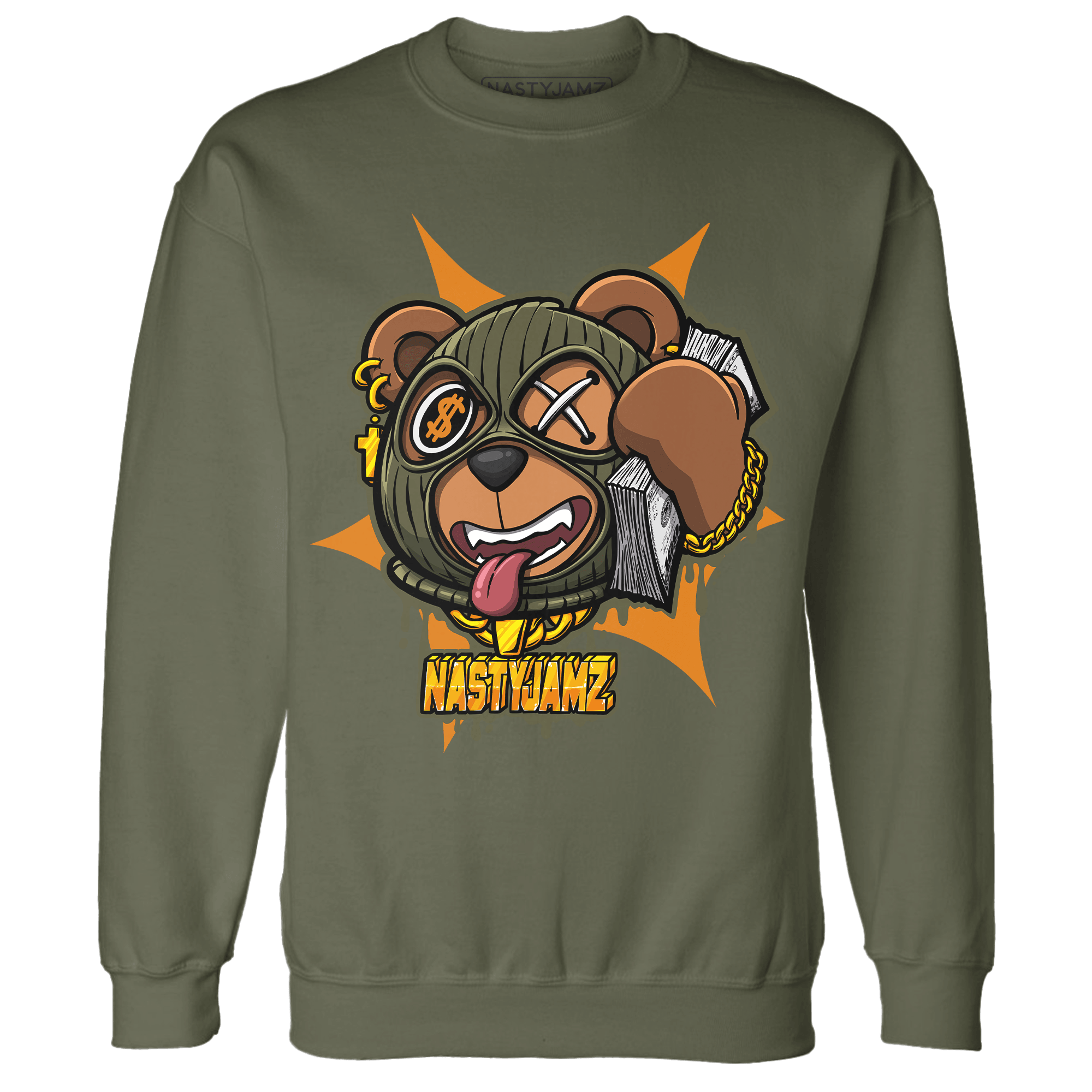 Olive 5s Sweatshirt Match Money Motive BER - NastyJamz