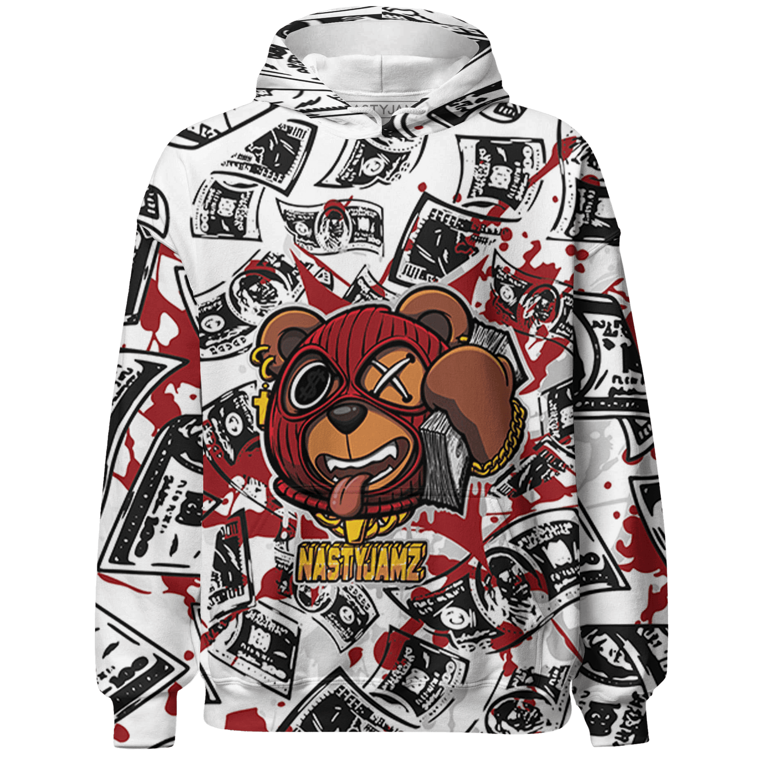 Retro Red Taxi 12s Hoodie Match Money Motive BER 3D All-Over Print - NastyJamz