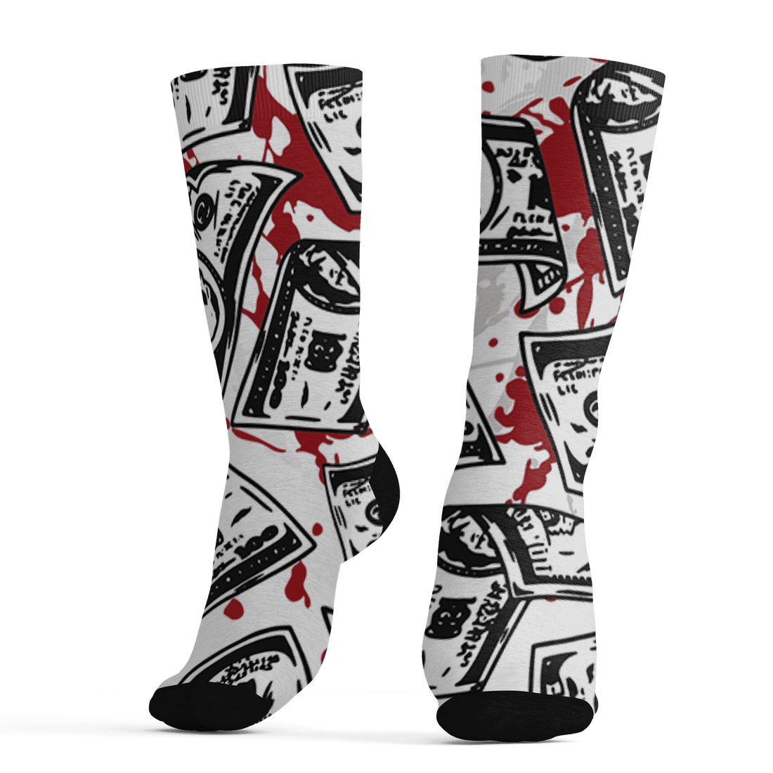 Retro Red Taxi 12s Socks Match Money Motive BER 3D All-Over Print - NastyJamz