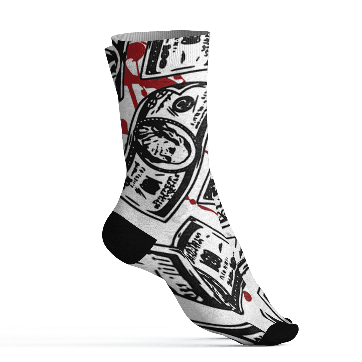 Retro Red Taxi 12s Socks Match Money Motive BER 3D All-Over Print - NastyJamz