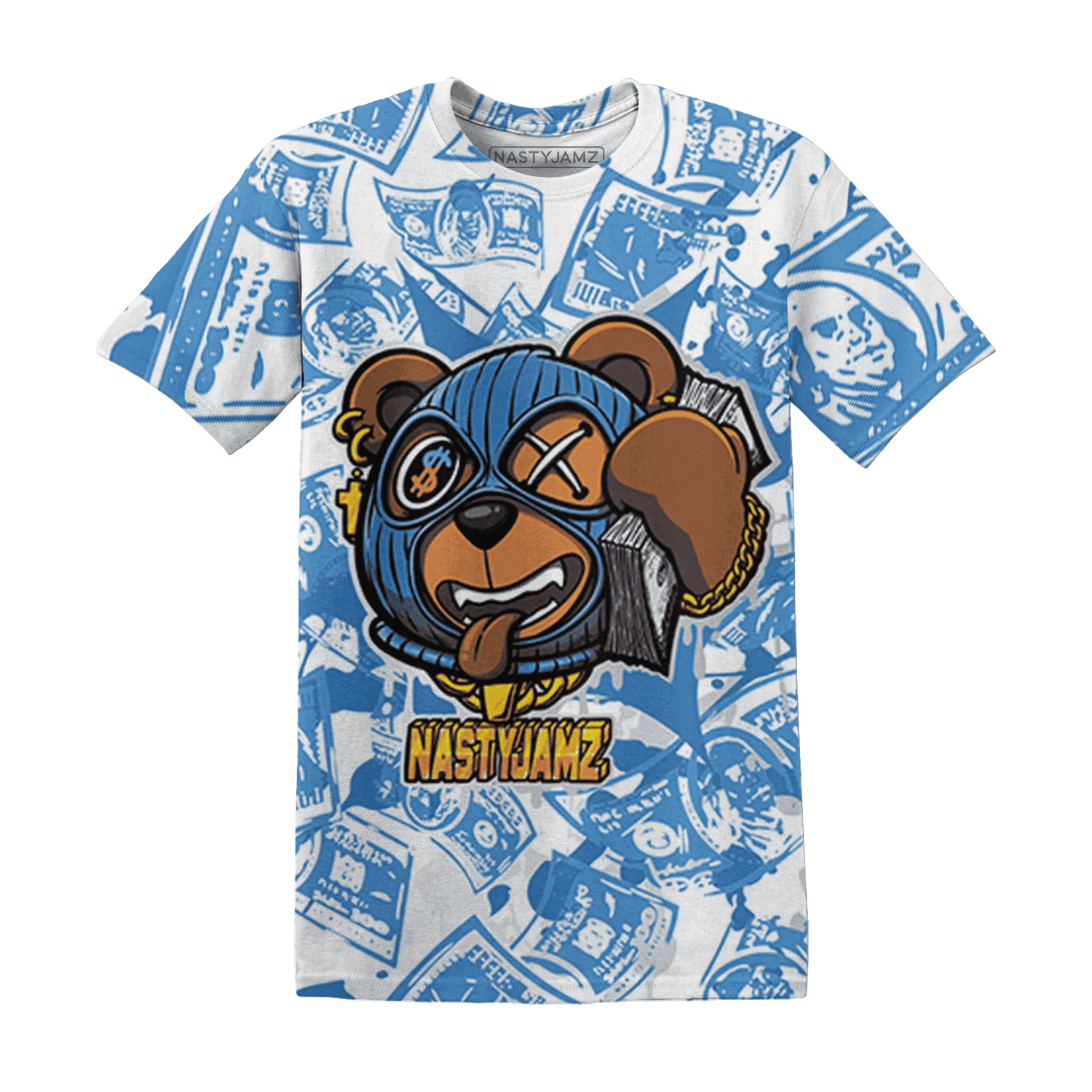 Carolina-Blue-Univercitii-17s-T-Shirt-Match-Money-Motive-BER-3D