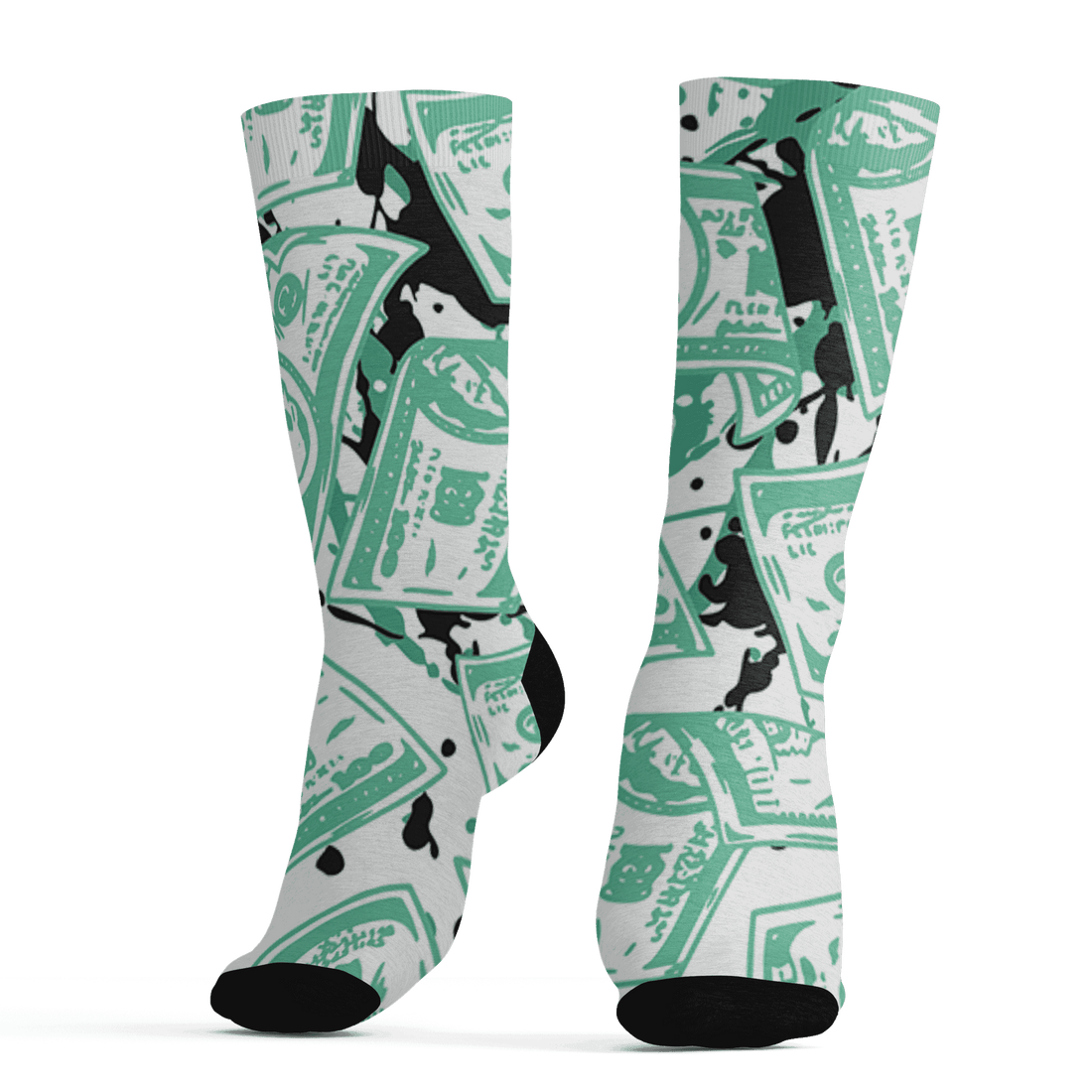 High OG Green Glow 1s Socks Match Money Motive BER 3D All-Over Print - NastyJamz
