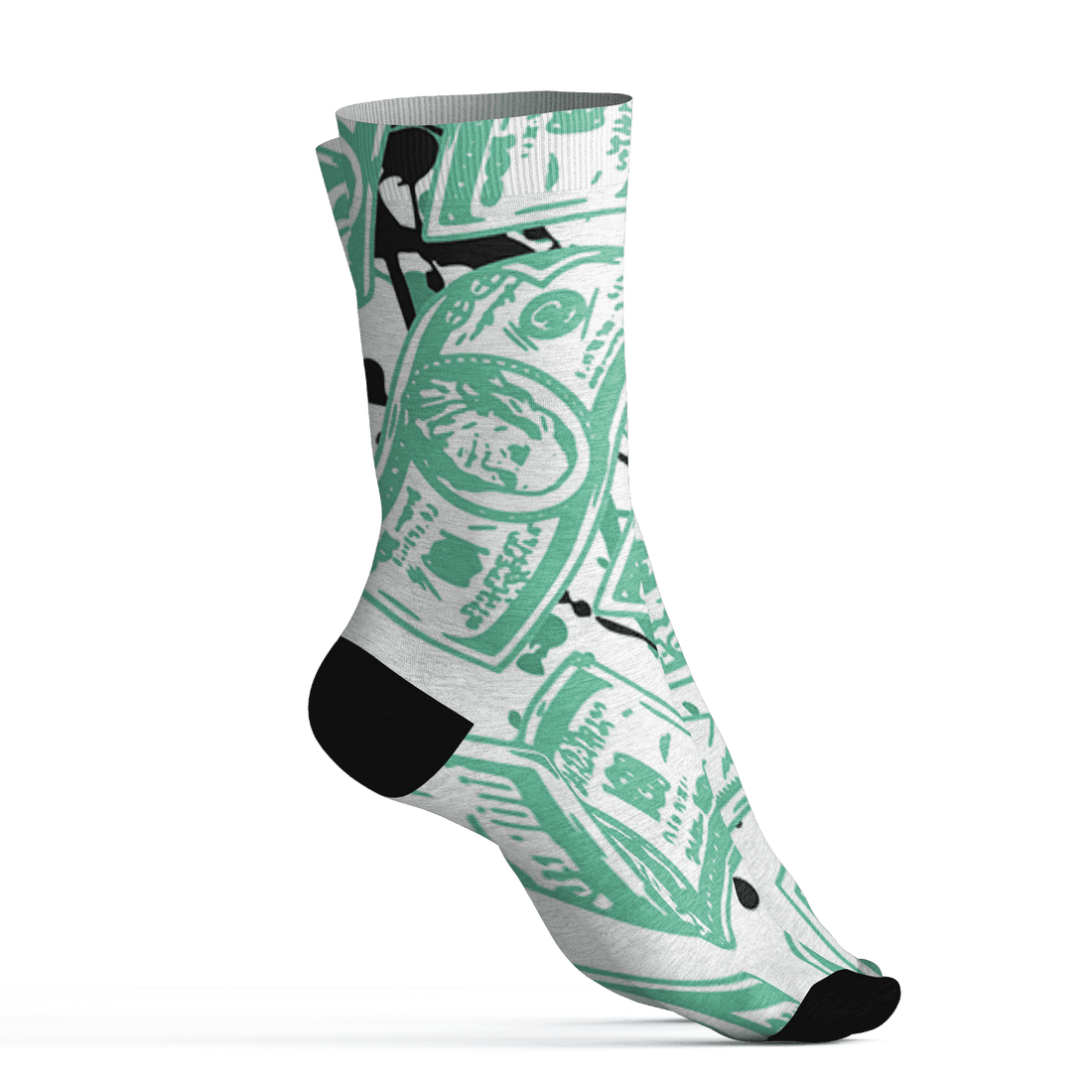 High OG Green Glow 1s Socks Match Money Motive BER 3D All-Over Print - NastyJamz