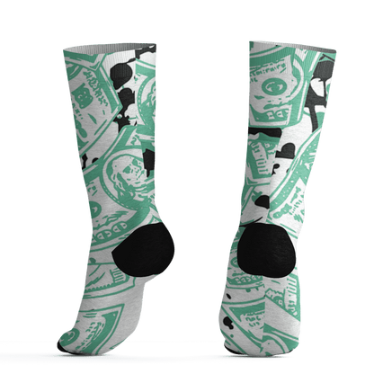 High OG Green Glow 1s Socks Match Money Motive BER 3D All-Over Print - NastyJamz