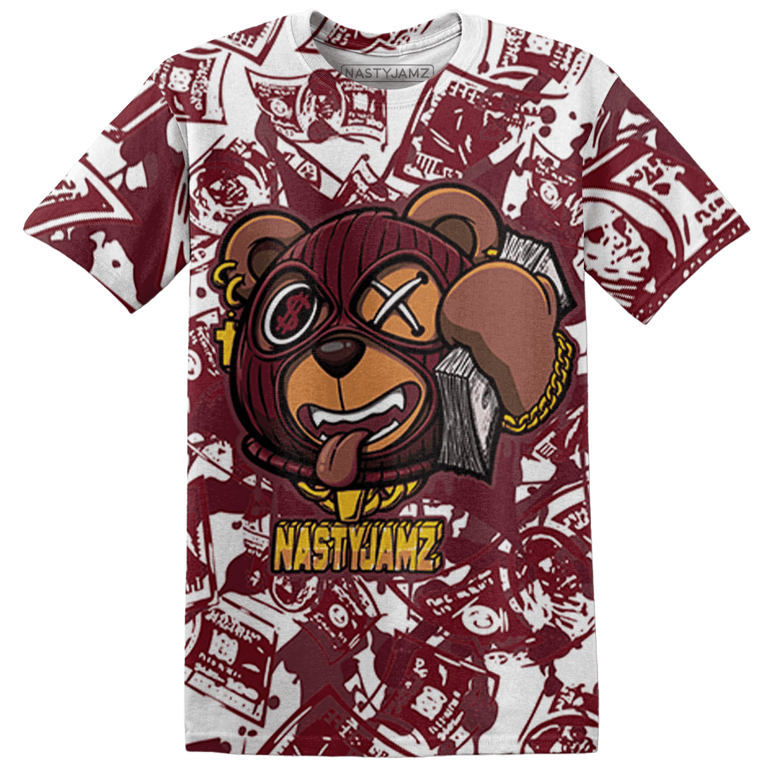 High White Team Red 1s T Shirt Match Money Motive BER 3D All-Over Print - NastyJamz