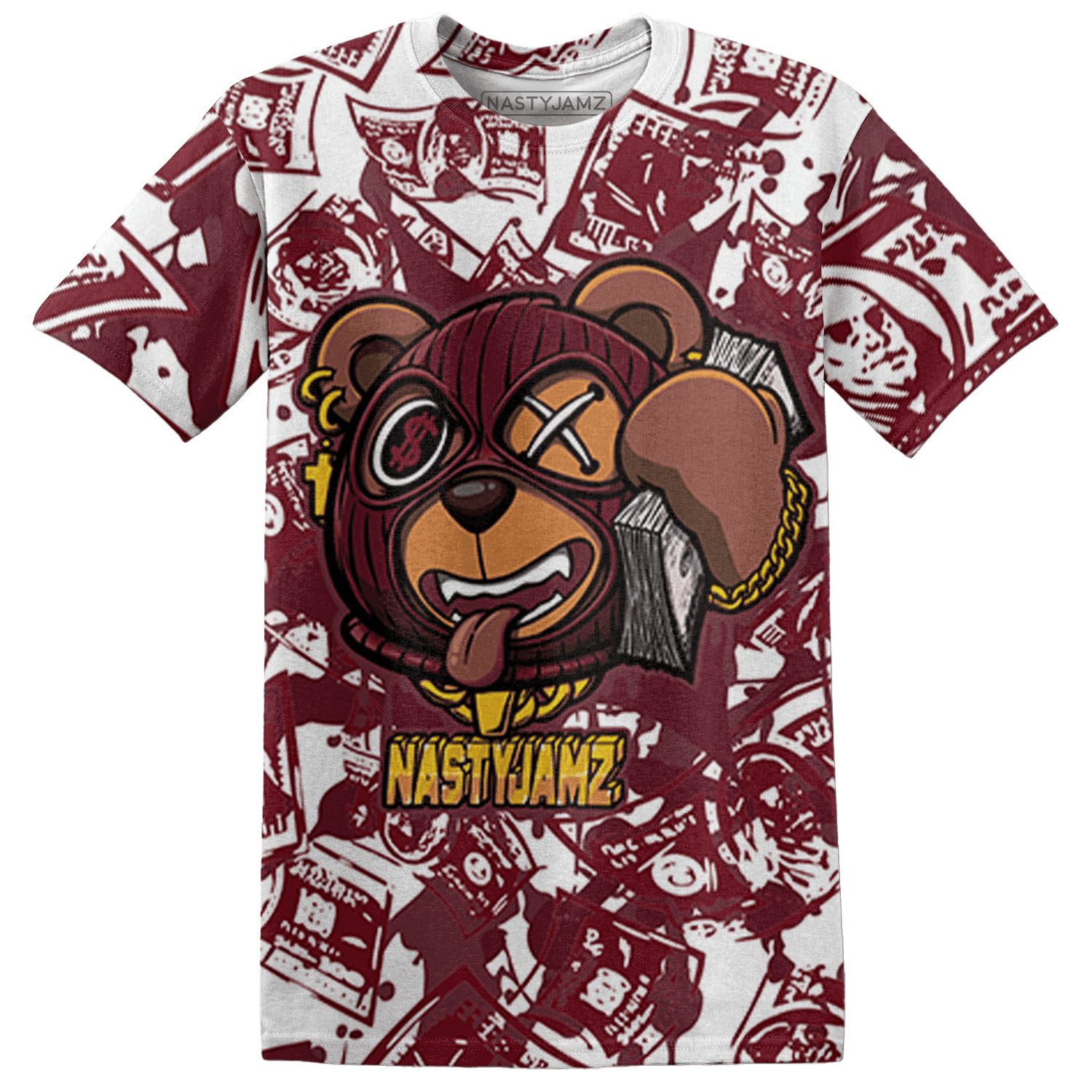 High White Team Red 1s T Shirt Match Money Motive BER 3D All-Over Print - NastyJamz