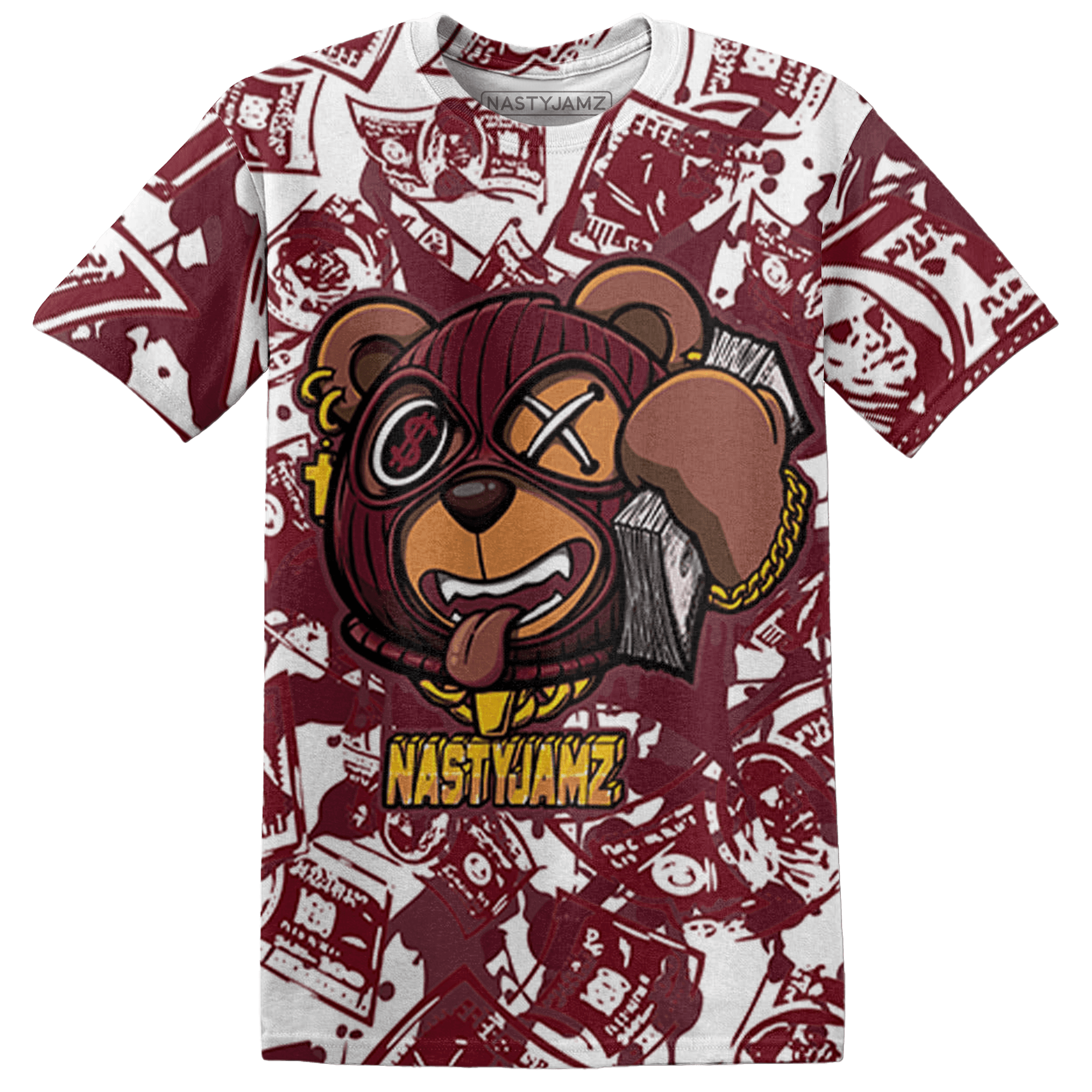 High White Team Red 1s T Shirt Match Money Motive BER 3D All-Over Print - NastyJamz