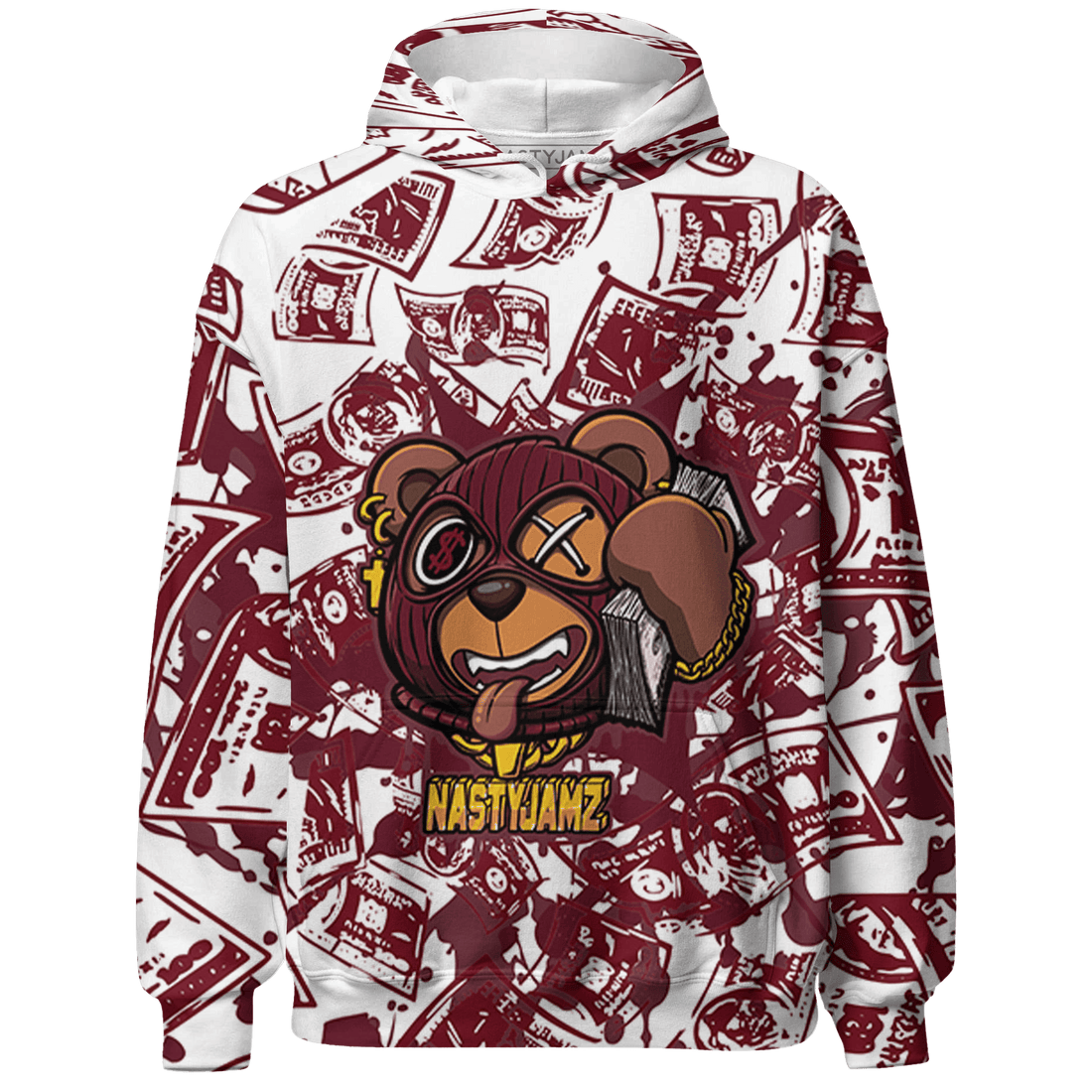 High White Team Red 1s Hoodie Match Money Motive BER 3D All-Over Print - NastyJamz