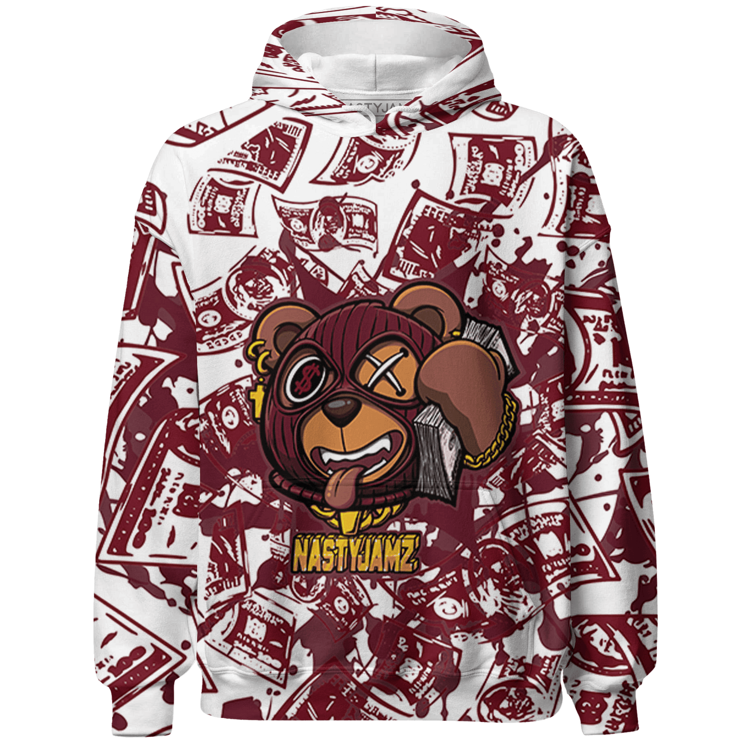 High White Team Red 1s Hoodie Match Money Motive BER 3D All-Over Print - NastyJamz