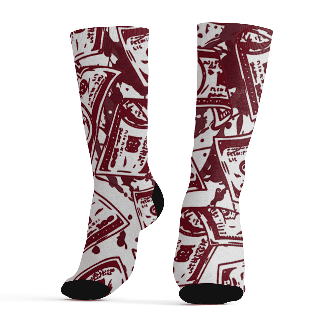 High White Team Red 1s Socks Match Money Motive BER 3D All-Over Print - NastyJamz