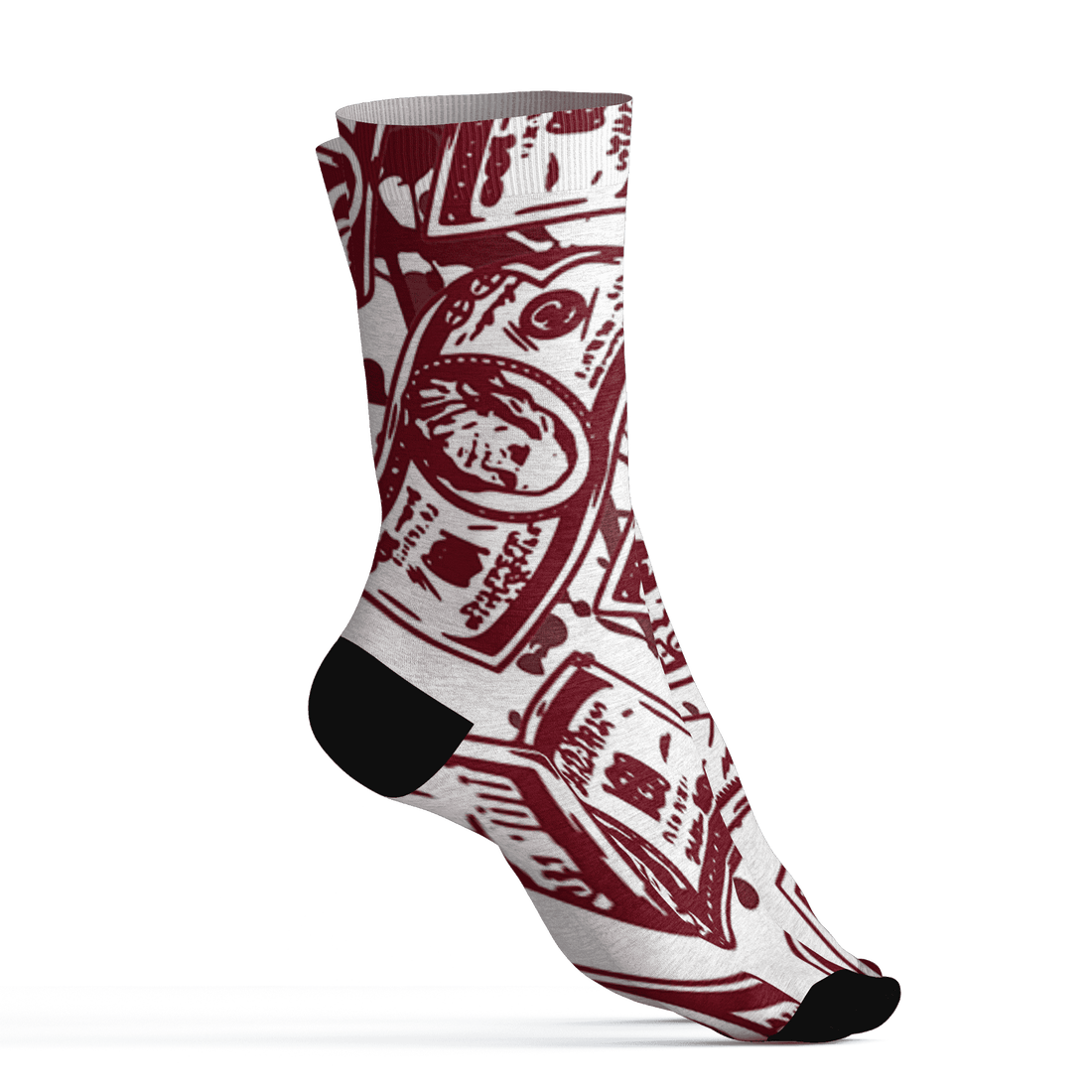 High White Team Red 1s Socks Match Money Motive BER 3D All-Over Print - NastyJamz