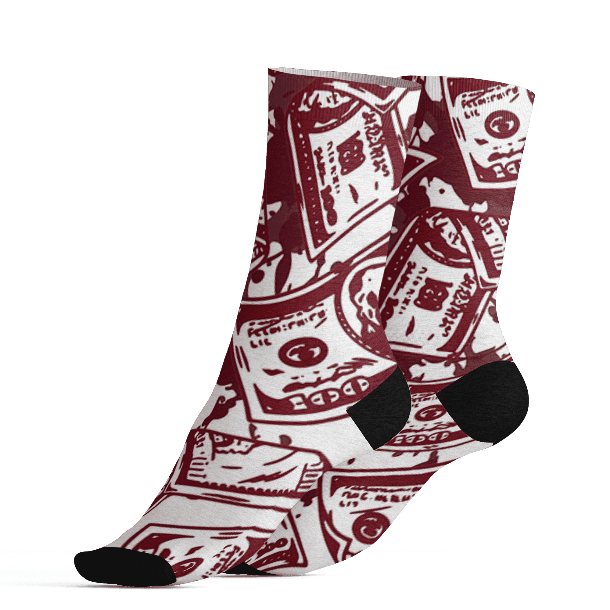 High White Team Red 1s Socks Match Money Motive BER 3D All-Over Print - NastyJamz