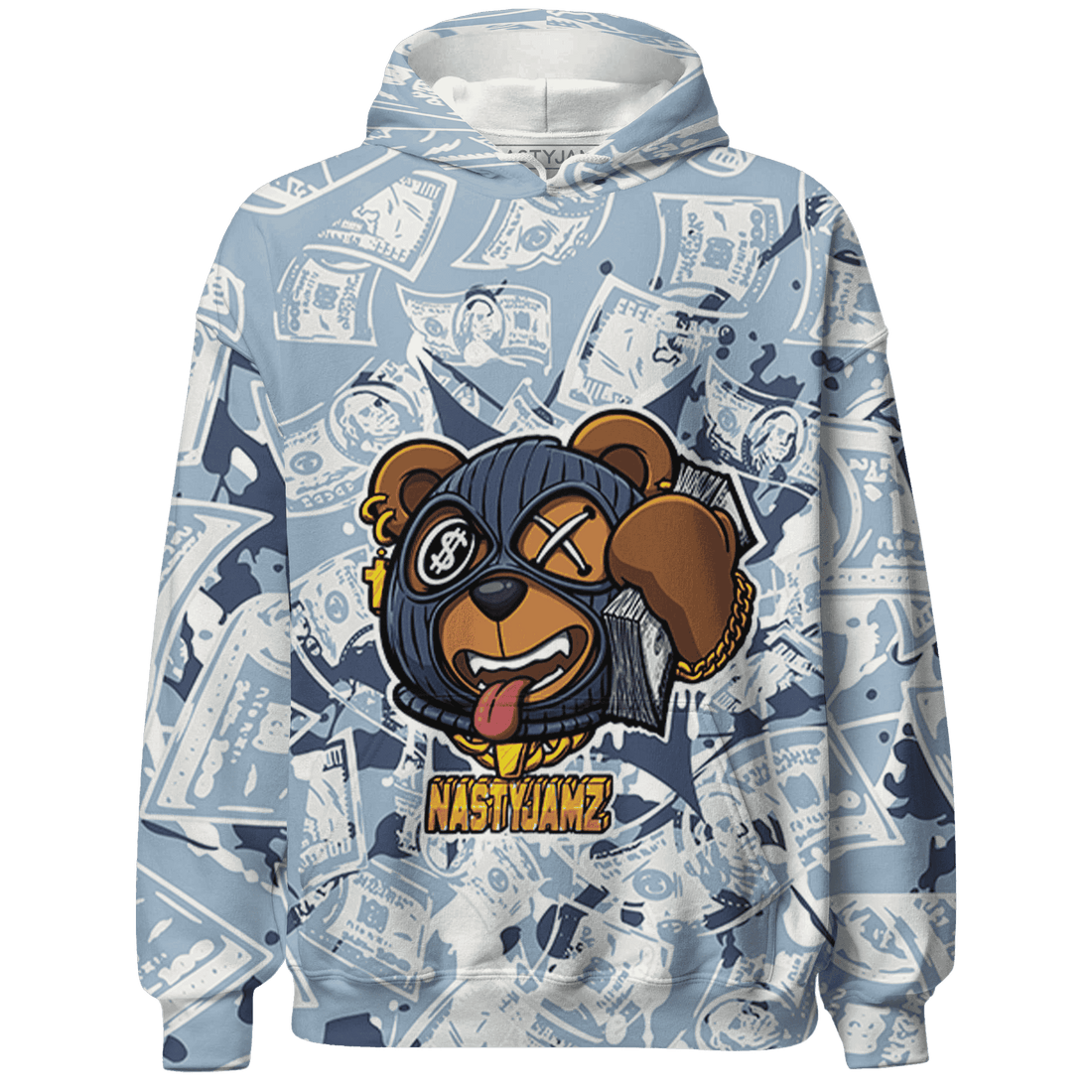 Mid Diffused Blue Grey 1s Hoodie Match Money Motive BER 3D All-Over Print - NastyJamz