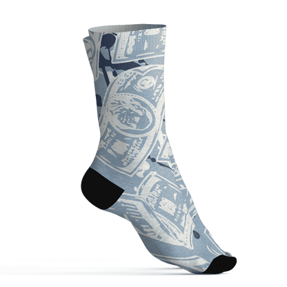 Mid Diffused Blue Grey 1s Socks Match Money Motive BER 3D All-Over Print - NastyJamz
