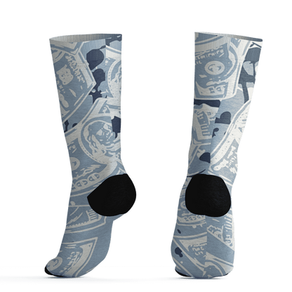 Mid Diffused Blue Grey 1s Socks Match Money Motive BER 3D All-Over Print - NastyJamz