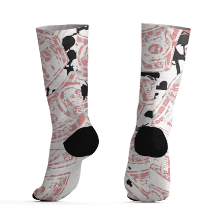 Red Stardust 3s Socks Match Money Motive BER 3D All-Over Print - NastyJamz