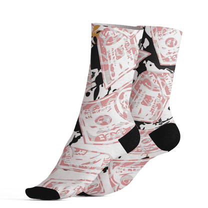 Red Stardust 3s Socks Match Money Motive BER 3D All-Over Print - NastyJamz