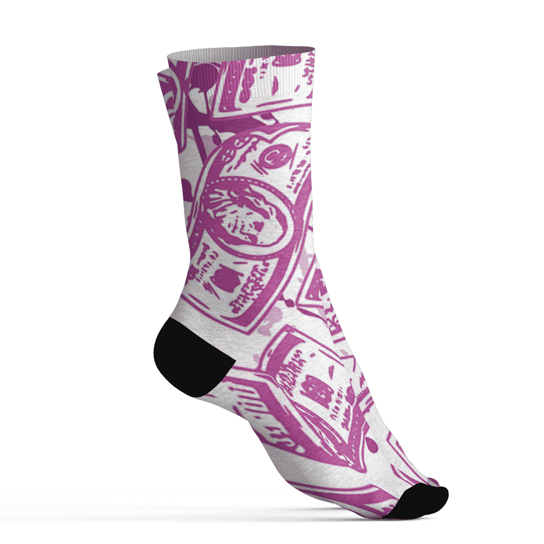 GS Hyper Violet 4s Socks Match Money Motive BER 3D All-Over Print - NastyJamz
