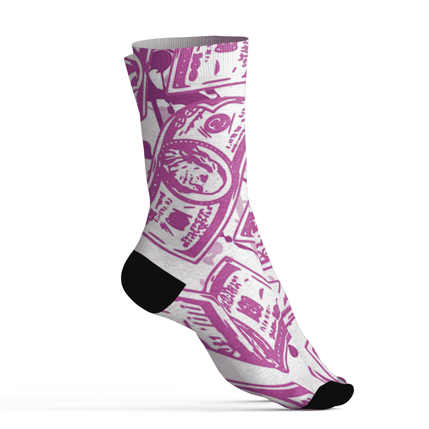 GS Hyper Violet 4s Socks Match Money Motive BER 3D All-Over Print - NastyJamz