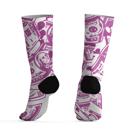 GS Hyper Violet 4s Socks Match Money Motive BER 3D All-Over Print - NastyJamz