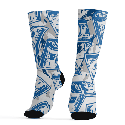 Industrial Blue 4s Socks Match Money Motive BER 3D All-Over Print - NastyJamz