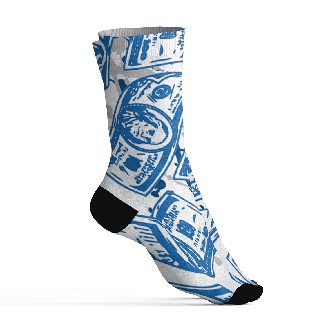 Industrial Blue 4s Socks Match Money Motive BER 3D All-Over Print - NastyJamz