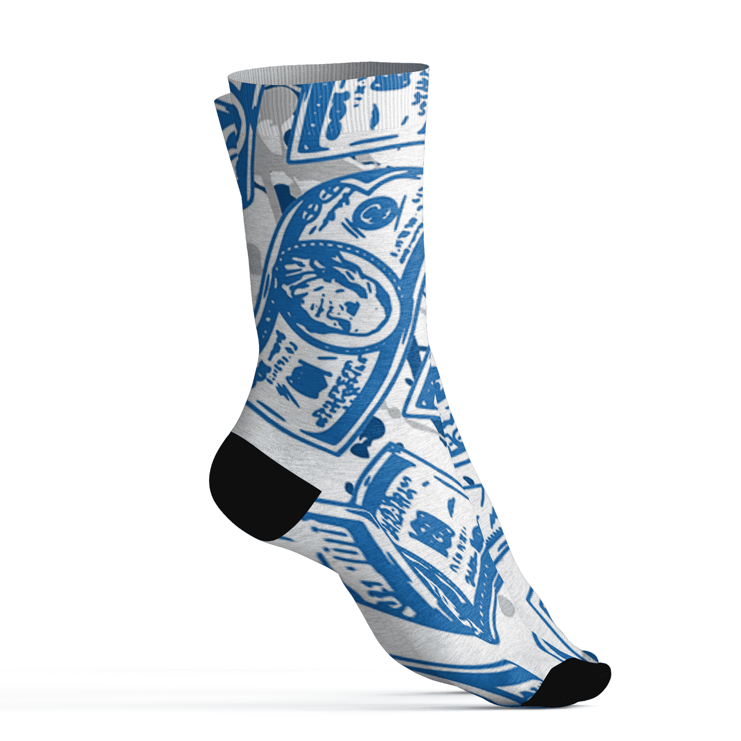 Industrial Blue 4s Socks Match Money Motive BER 3D All-Over Print - NastyJamz