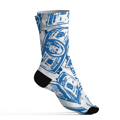 Industrial Blue 4s Socks Match Money Motive BER 3D All-Over Print - NastyJamz