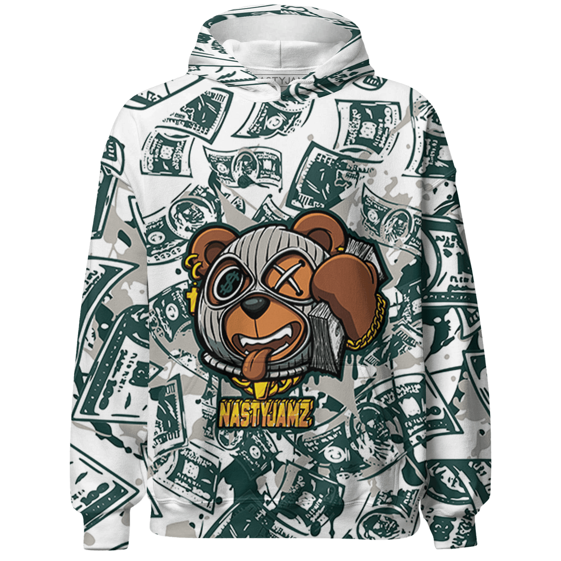 Oxidized Green 4s Hoodie Match Money Motive BER 3D All-Over Print - NastyJamz