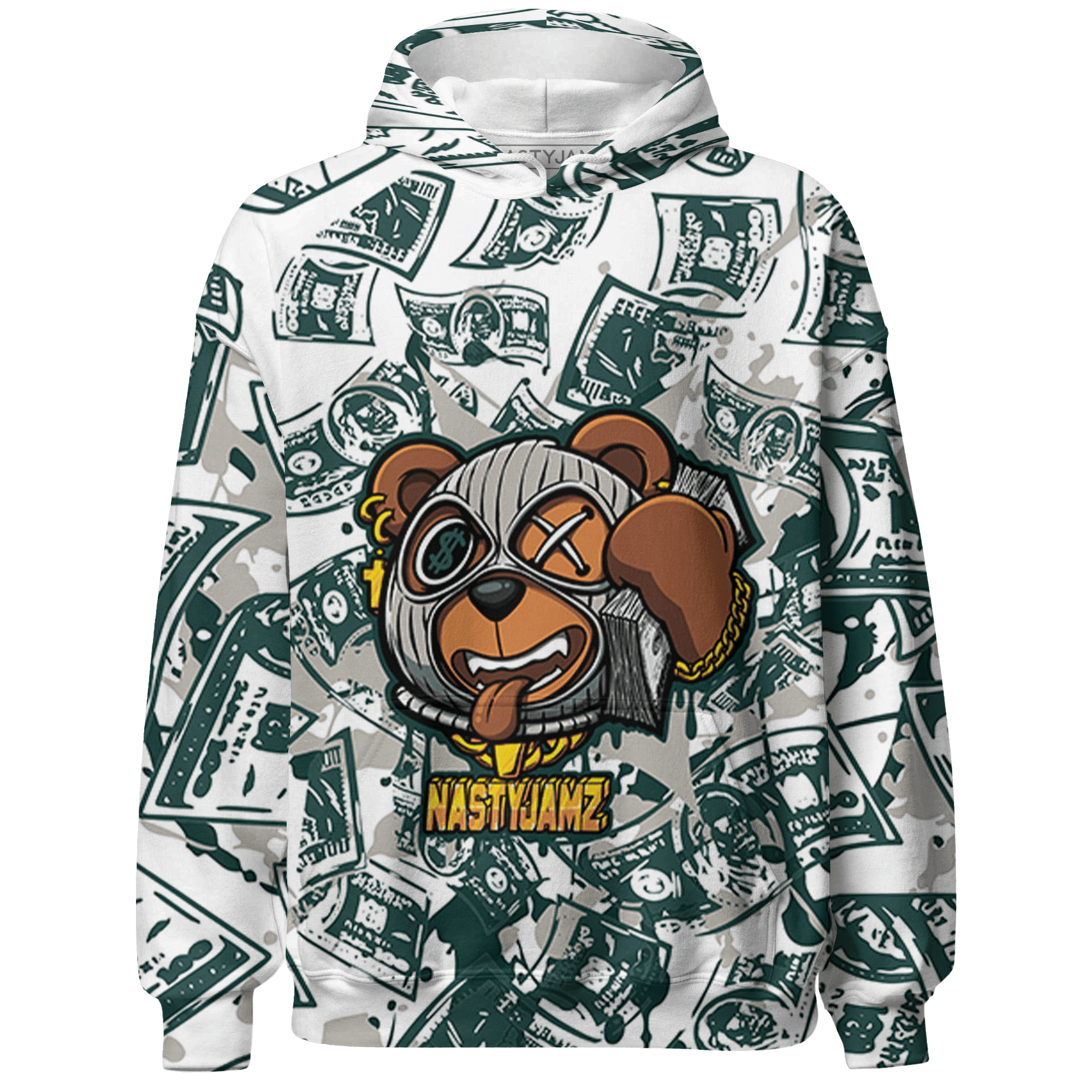Oxidized Green 4s Hoodie Match Money Motive BER 3D All-Over Print - NastyJamz