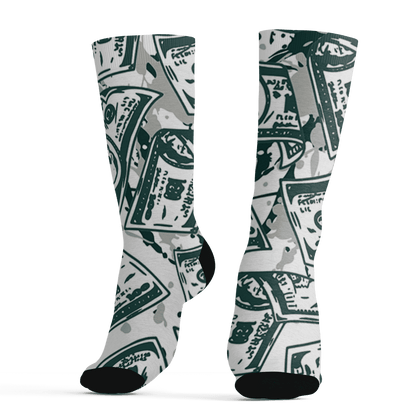 Oxidized Green 4s Socks Match Money Motive BER 3D All-Over Print - NastyJamz
