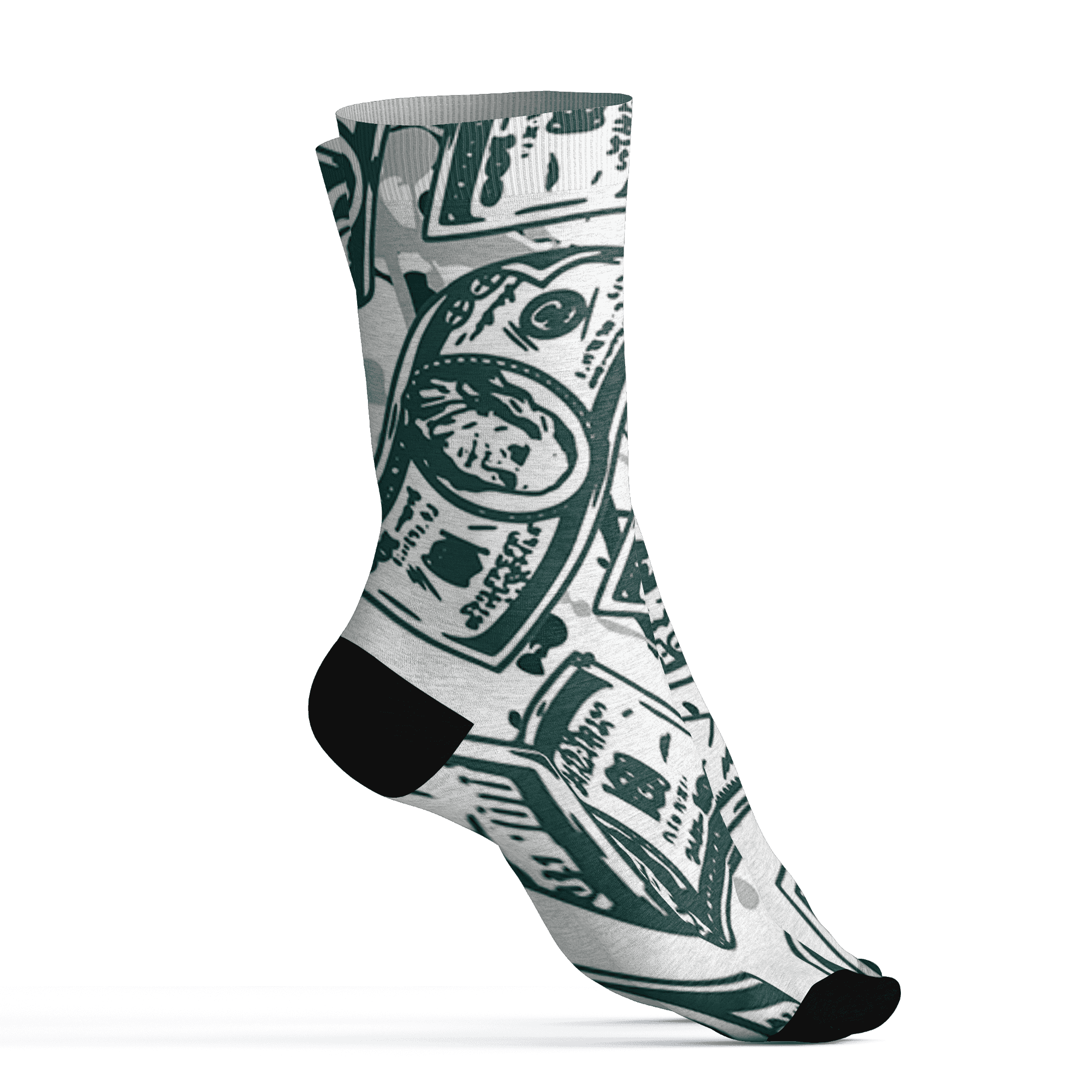 Oxidized Green 4s Socks Match Money Motive BER 3D All-Over Print - NastyJamz