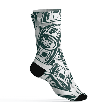 Oxidized Green 4s Socks Match Money Motive BER 3D All-Over Print - NastyJamz