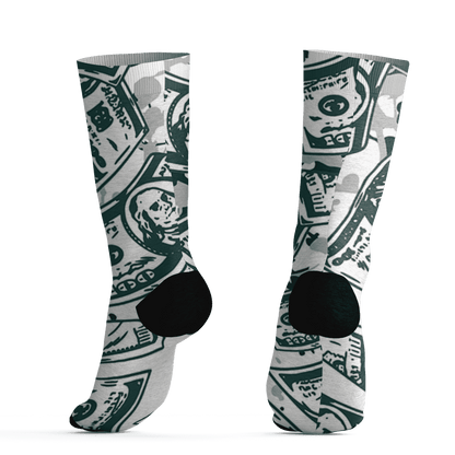 Oxidized Green 4s Socks Match Money Motive BER 3D All-Over Print - NastyJamz