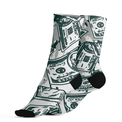 Oxidized Green 4s Socks Match Money Motive BER 3D All-Over Print - NastyJamz