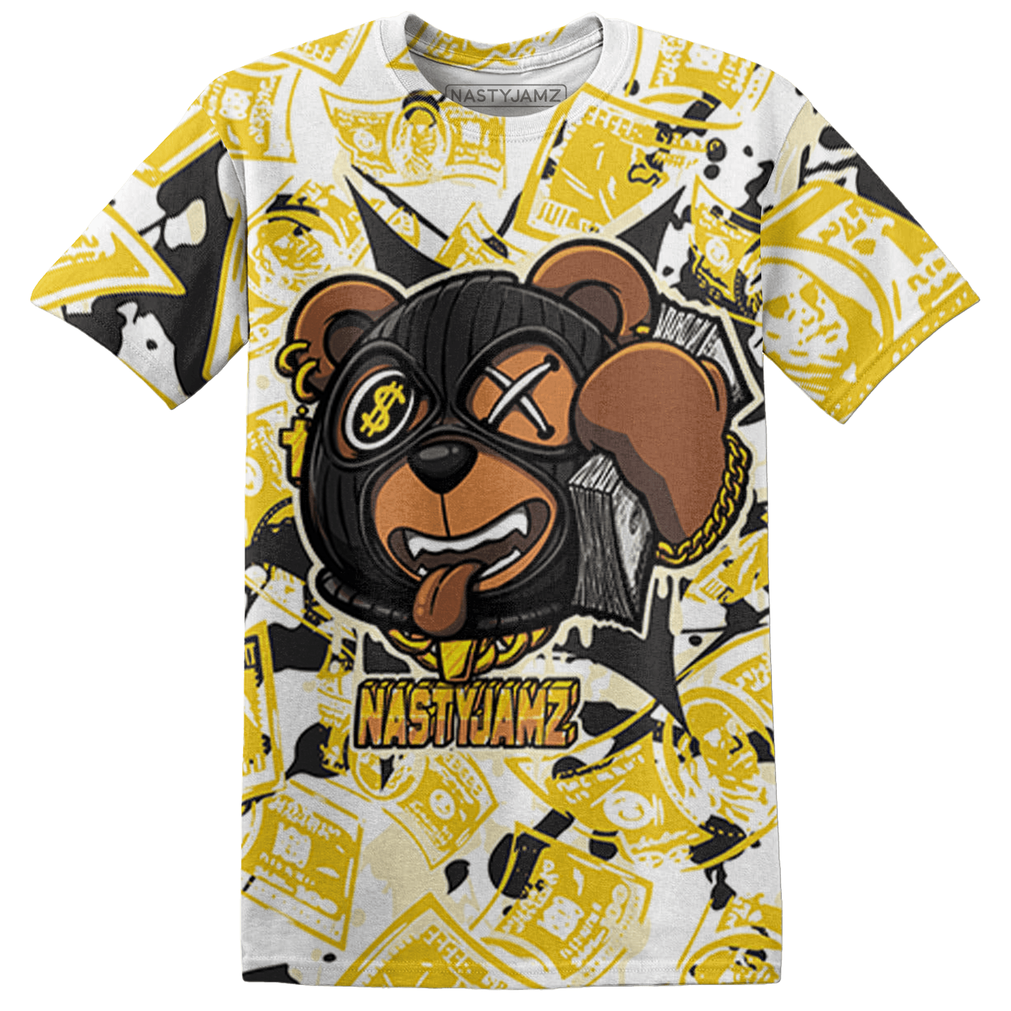 Vivid Sulfur 4s T Shirt Match Money Motive BER 3D All-Over Print - NastyJamz