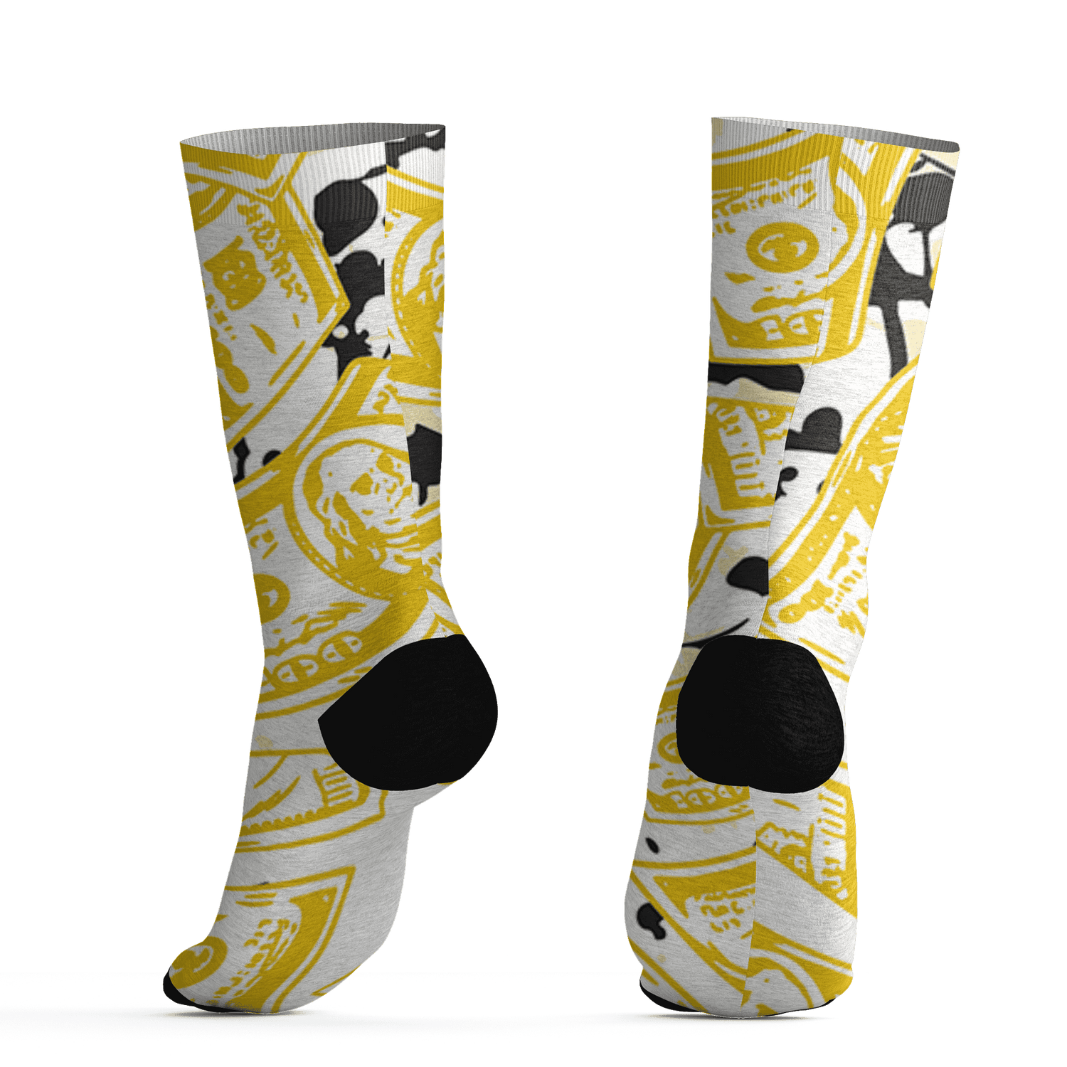 Vivid Sulfur 4s Socks Match Money Motive BER 3D All-Over Print - NastyJamz