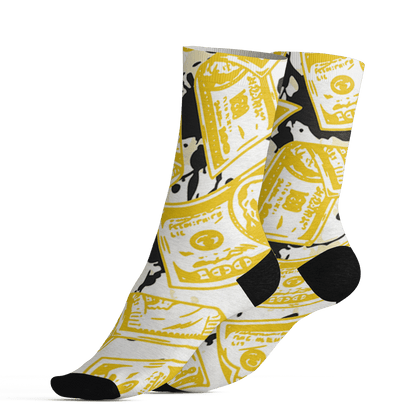 Vivid Sulfur 4s Socks Match Money Motive BER 3D All-Over Print - NastyJamz