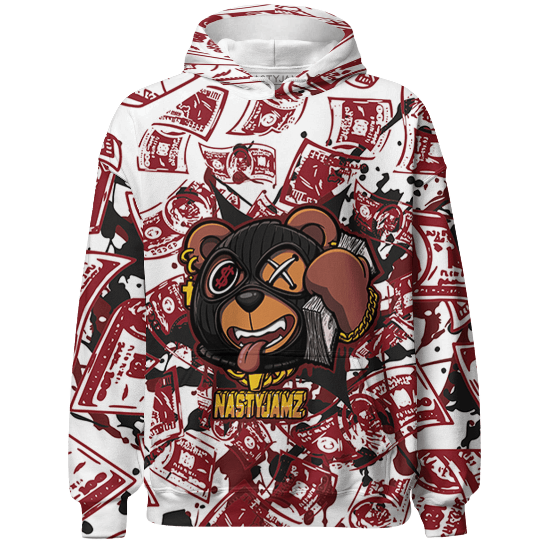 Cherry 12s Hoodie Match Money Motive BER 3D All-Over Print - NastyJamz
