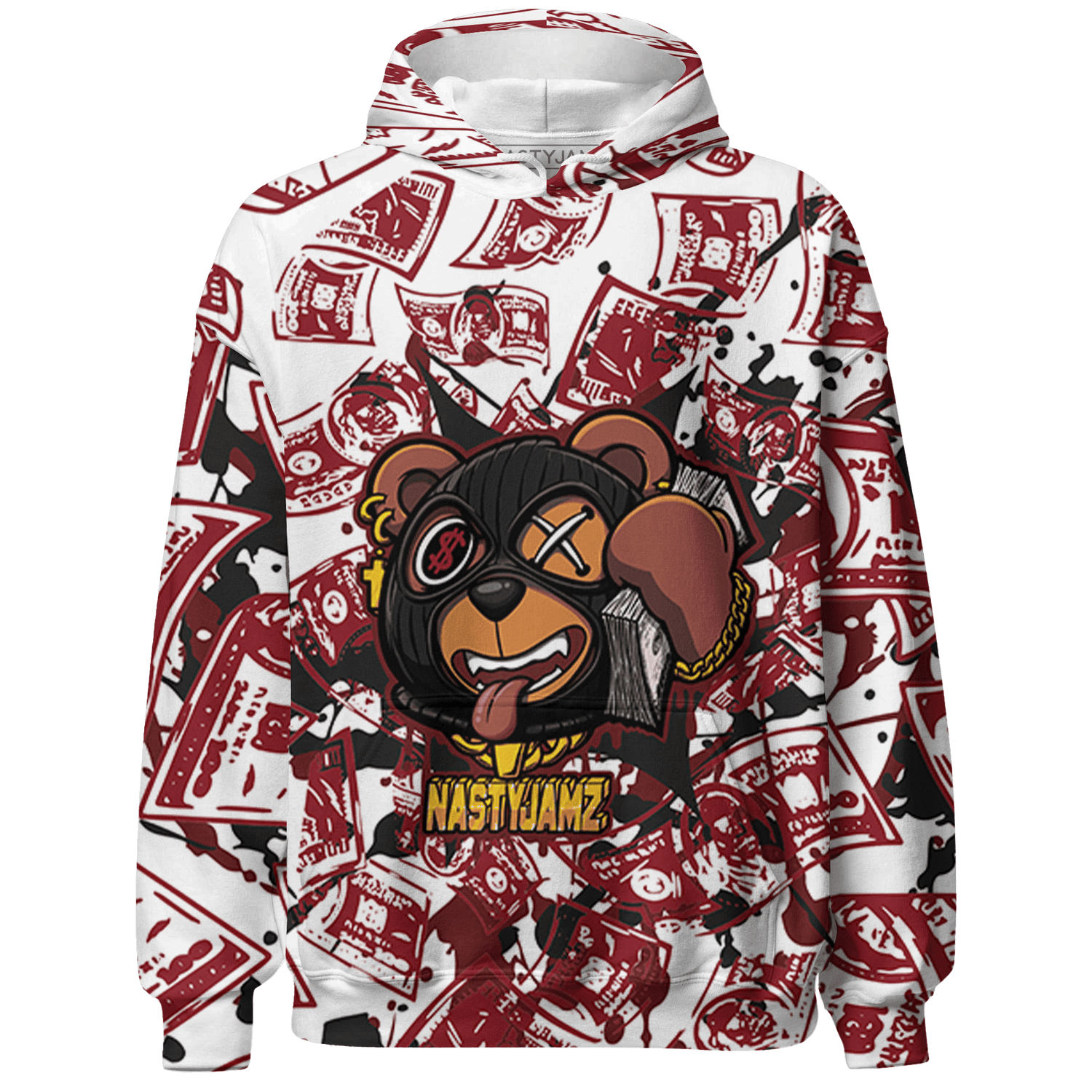 Cherry 12s Hoodie Match Money Motive BER 3D All-Over Print - NastyJamz